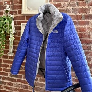 The North Face Purple-Blue and Gray Fleece Jacket
